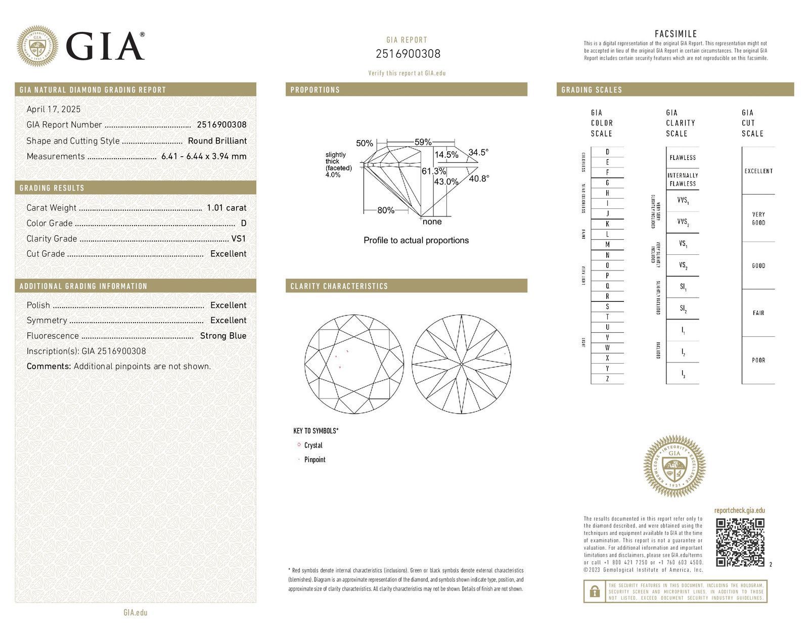 Пусеты с бриллиантами GIA по 1 карату D/VS1 750 золото
