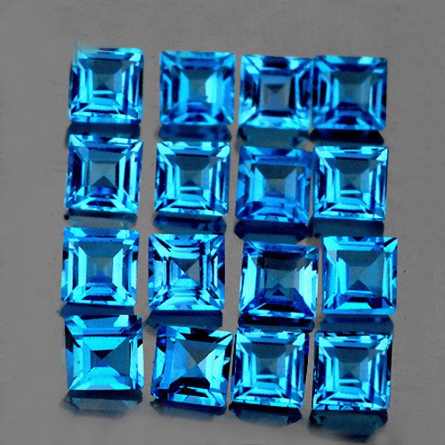 Топаз голубой Свисс блу квадрат 3 мм цена за шт