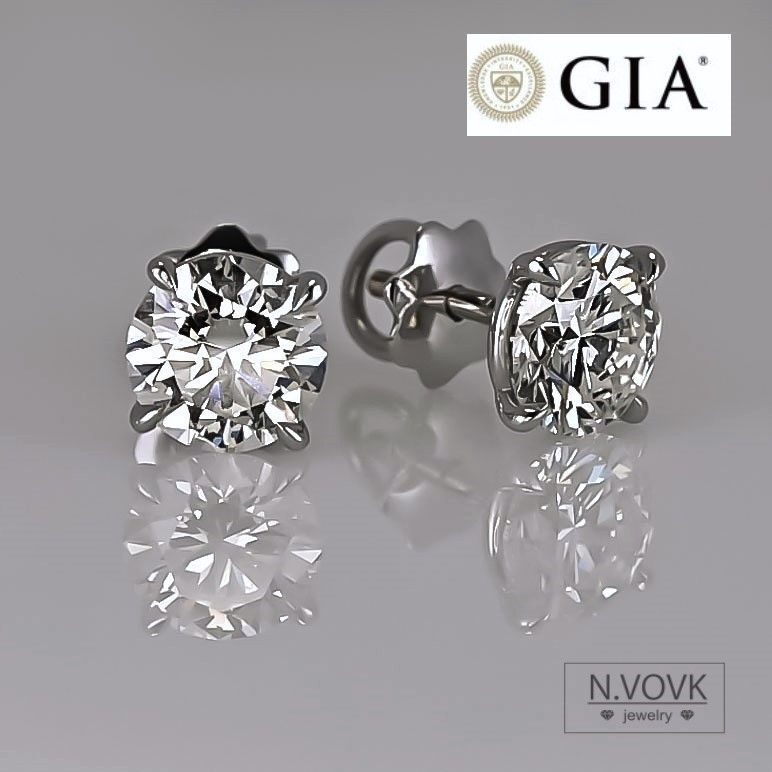 ЕКСКЛЮЗИВ Пусети з діамантами по 1,5 карата GIA I/VVS2 750 золото