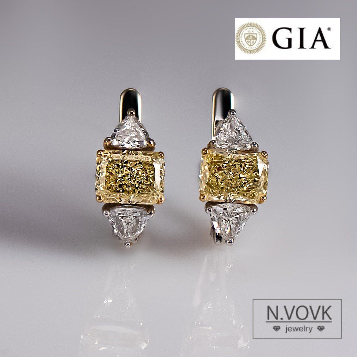Серьги с желтыми бриллиантами GIA 750 золото ЭКСКЛЮЗИВ