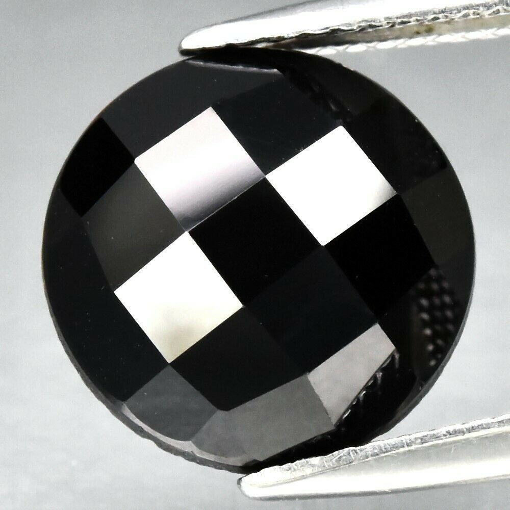 Шпінель чорна круг 12 мм кабошон шахматний ціна за шт