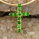Золотий підвіс хрестик з зеленим діопсидом